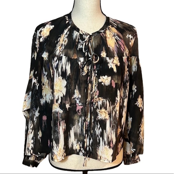 NWT IRO Anite Black & Grey Print 100% Silk Blouse Sz-M/38 - Picture 1 of 10